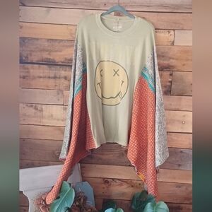 Upcycled Nirvana Graphic Bohemian Top